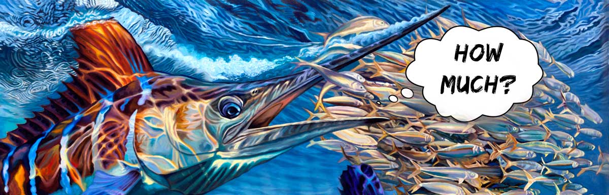 Striped Marlin eating a bait school boat wrap.