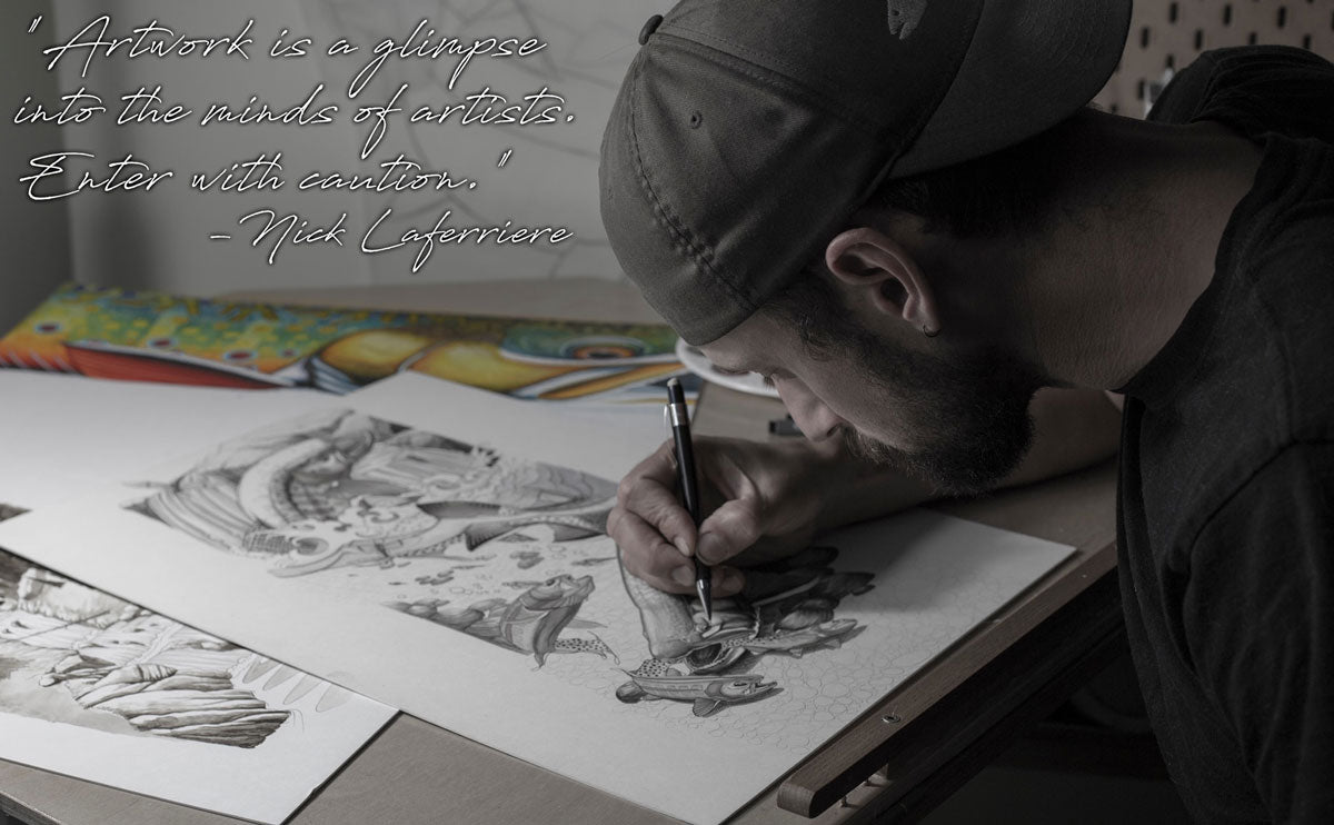 Nick drawing a boat wrap.