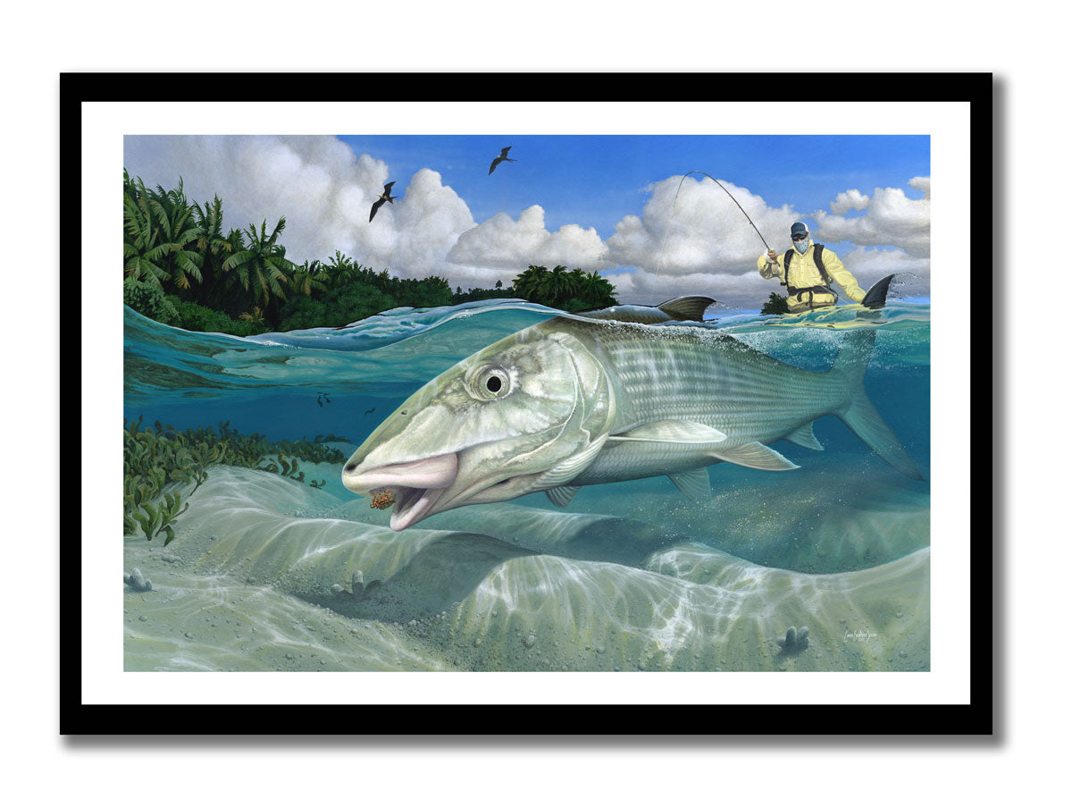 Bertram Smith - Hightailing, Bonefish Canvas Print, Measures 1200mm x 799mm plus outside white border